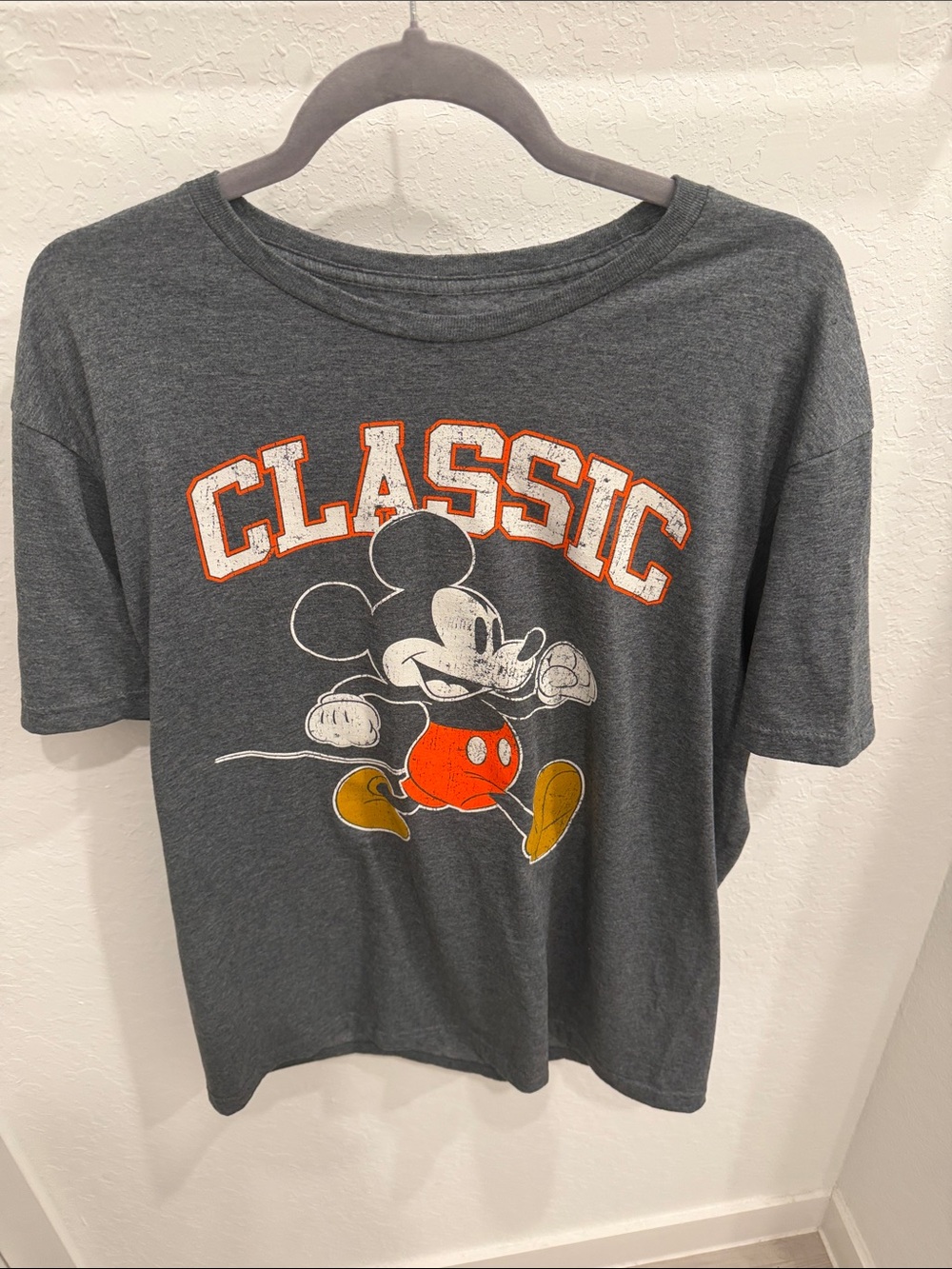 Disney Mickey Mouse Classic Distressed Graphic Tee Gray L